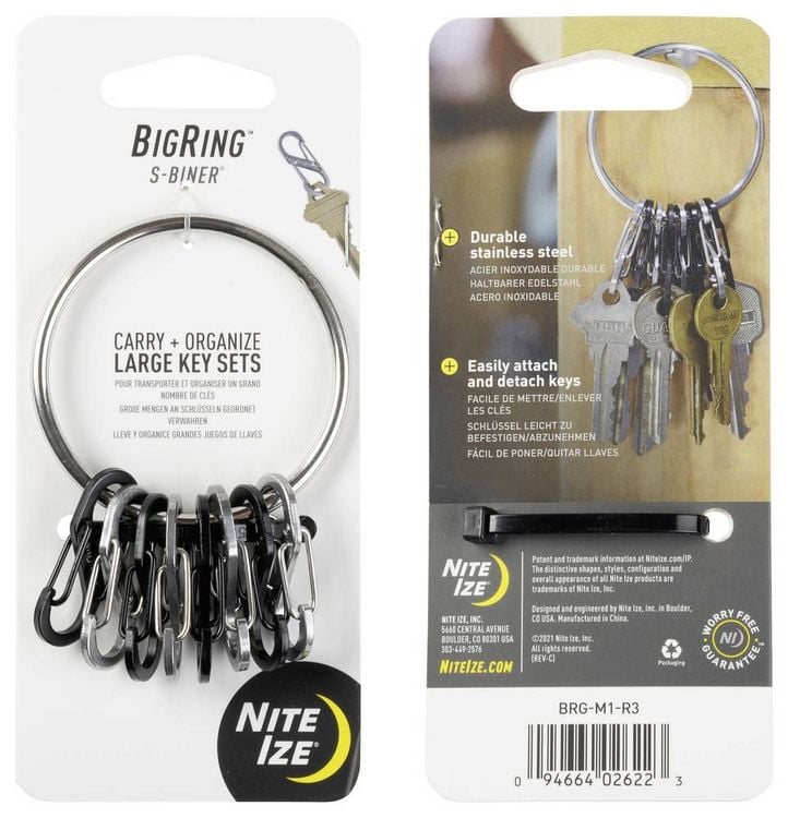 Produktbild: NITE Ize Schl&uuml;sselring NI-BRG-M1-R3 BigRing 8 S-Biner Schwarz, Silber 1St.