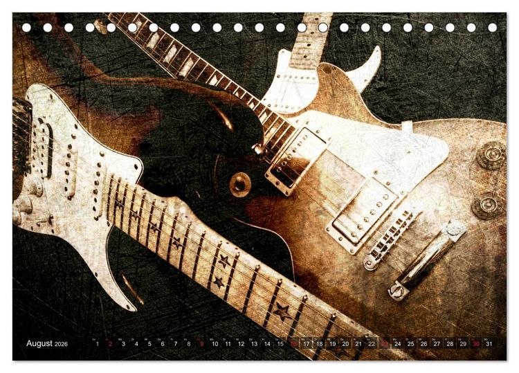 Produktbild: GITARREN Vintage Art (Tischkalender 2026 DIN A5 quer), CALVENDO Monatskalender