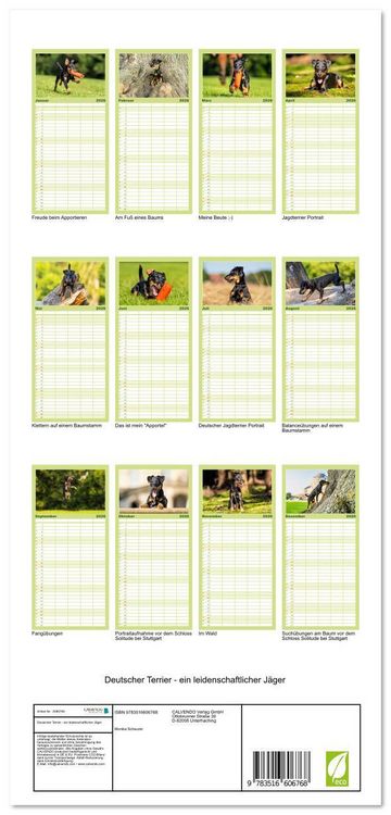 Produktbild: Familienplaner 2026 - Deutscher Terrier - ein leidenschaftlicher J&auml;ger mit 5 Spalten (Wandkalender, 21 x 45 cm) CALVENDO