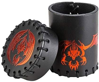 Produktbild: Pegasus QWOCFDR1 - Dice Cup, Flying Dragon, Leather, Black & Red, W&uuml;rfelbecher