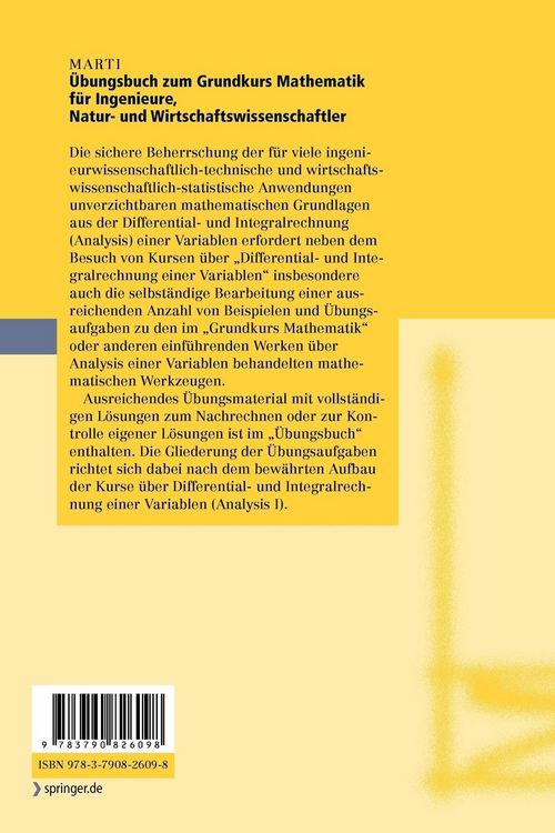 Produktbild: &Uuml;bungsbuch zum Grundkurs Mathematik f&uuml;r Ingenieure, Natur- und Wirtschaftswissenschaftler