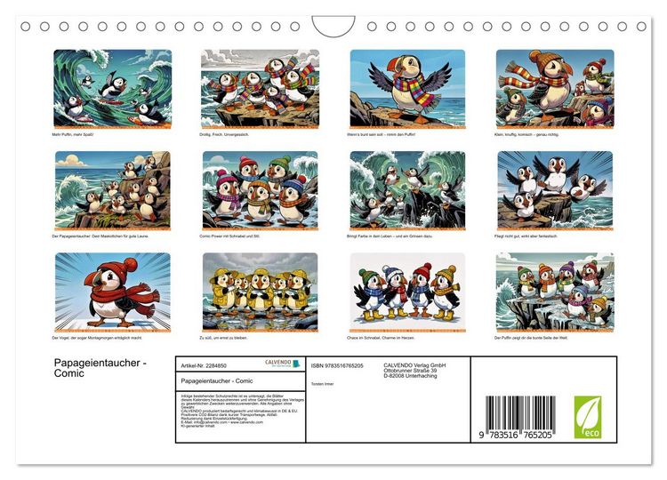 Produktbild: Papageientaucher - Comic (Wandkalender 2027 DIN A4 quer), CALVENDO Monatskalender
