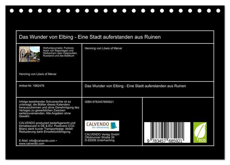 Produktbild: Das Wunder von Elbing - Eine Stadt auferstanden aus Ruinen (Tischkalender 2026 DIN A5 quer), CALVENDO Monatskalender