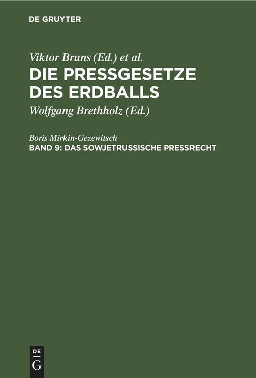 Produktbild: Das sowjetrussische Pre&szlig;recht
