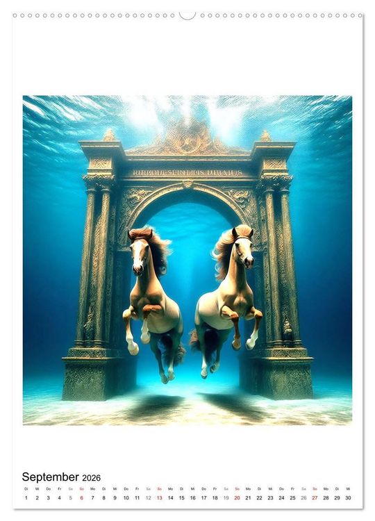 Produktbild: Pferde unter Wasser - Saddle up, die Tauchfahrt beginnt (hochwertiger Premium Wandkalender 2026 DIN A2 hoch), Kunstdruck in Hochglanz