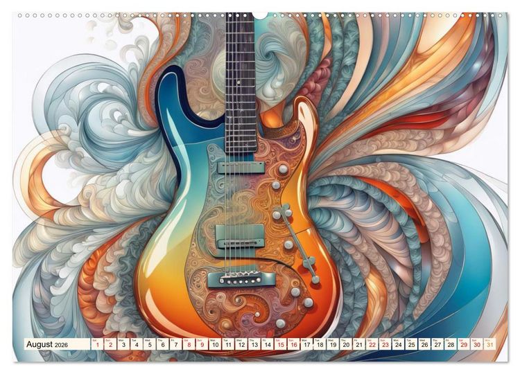 Produktbild: Guitars Fractal Art (Wall Calendar 2026 DIN A2 landscape), CALVENDO 12 Month Wall Calendar