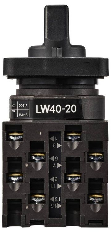Produktbild: TRU COMPONENTS TC-LW40-20 D404/4A48I Nockenschalter 20A 690V 2 x 45&deg; Schwarz, Grau 1St.