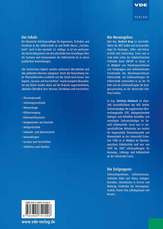 Produktbild: Pohlmann Taschenbuch der K&auml;ltetechnik
