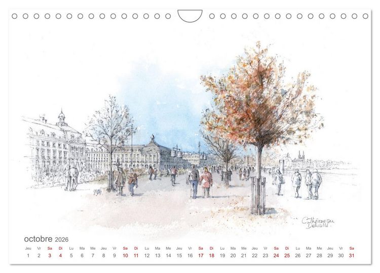 Produktbild: BORDEAUX, promenade dessin&eacute;e (Calendrier mural 2026 DIN A4 vertical), CALVENDO calendrier mensuel