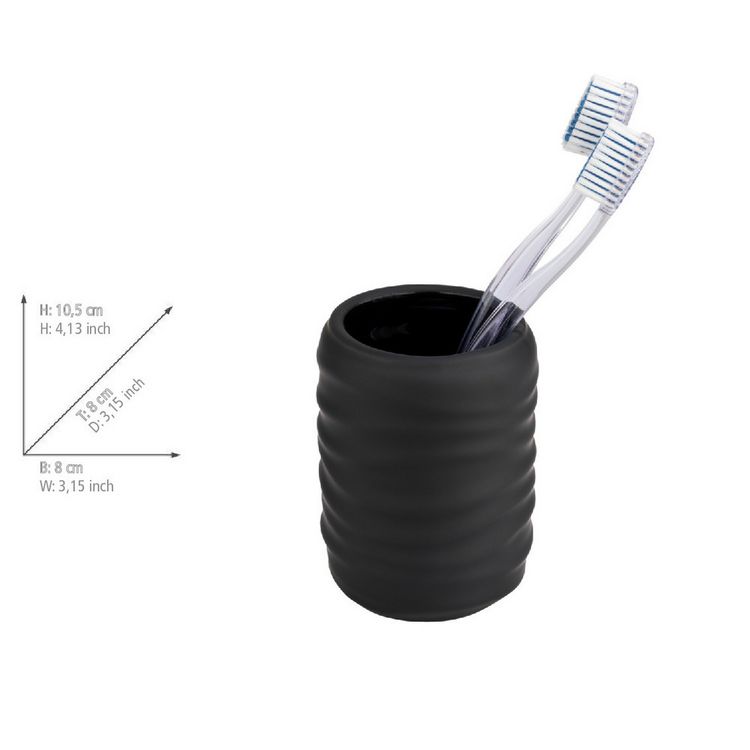Produktbild: Bad-Accessoire Set Mod. Illana, schwarz, Keramik, &Oslash; 8,5 x 17 cm, soft-touch beschichtung,