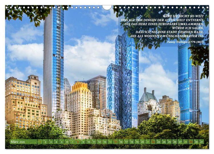 Produktbild: New York Ansichten - Literaturkalender (Wandkalender 2026 DIN A3 quer), CALVENDO Monatskalender