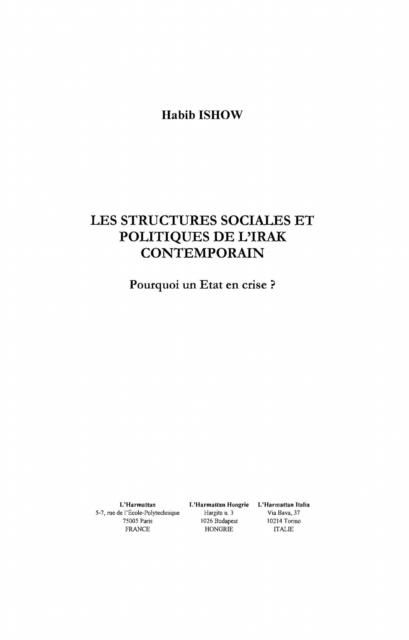 Produktbild: Structures sociales et politiques de l'i