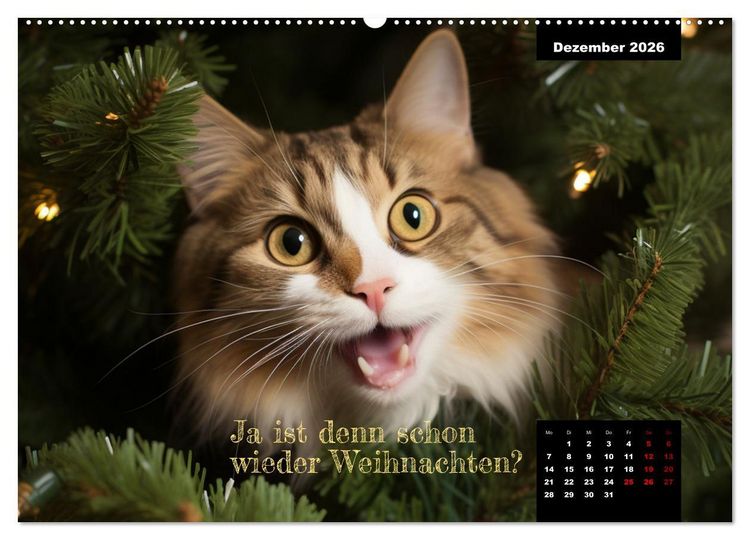Produktbild: Katzen k&ouml;nnen alles, au&szlig;er traurig. (hochwertiger Premium Wandkalender 2026 DIN A2 quer), Kunstdruck in Hochglanz