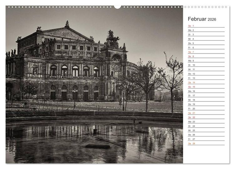 Produktbild: Dresden Schwarz-Wei&szlig; (Wandkalender 2026 DIN A2 quer), CALVENDO Monatskalender