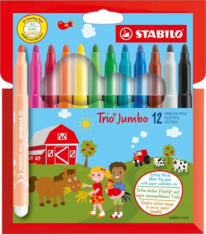 Produktbild: STABILO Dicker Filzstift -  Trio Jumbo - 12er Pack - 12 Farben
