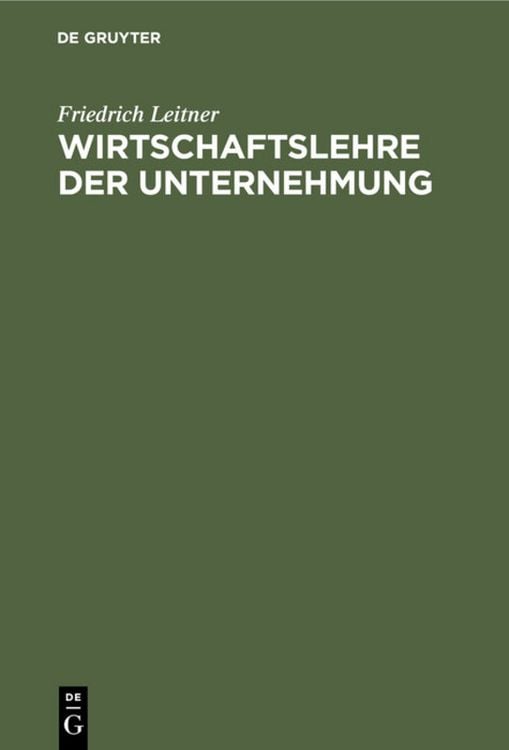 Produktbild: Wirtschaftslehre der Unternehmung