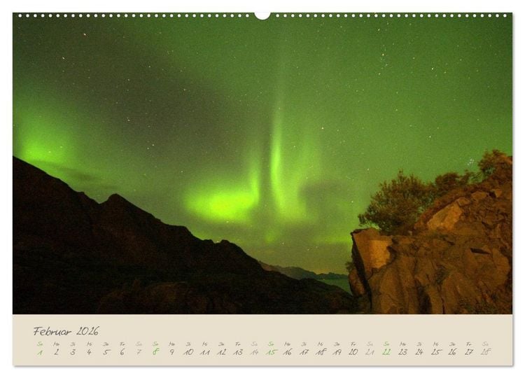 Produktbild: Zauber des Nordlichts - Aurora borealis (hochwertiger Premium Wandkalender 2026 DIN A2 quer), Kunstdruck in Hochglanz