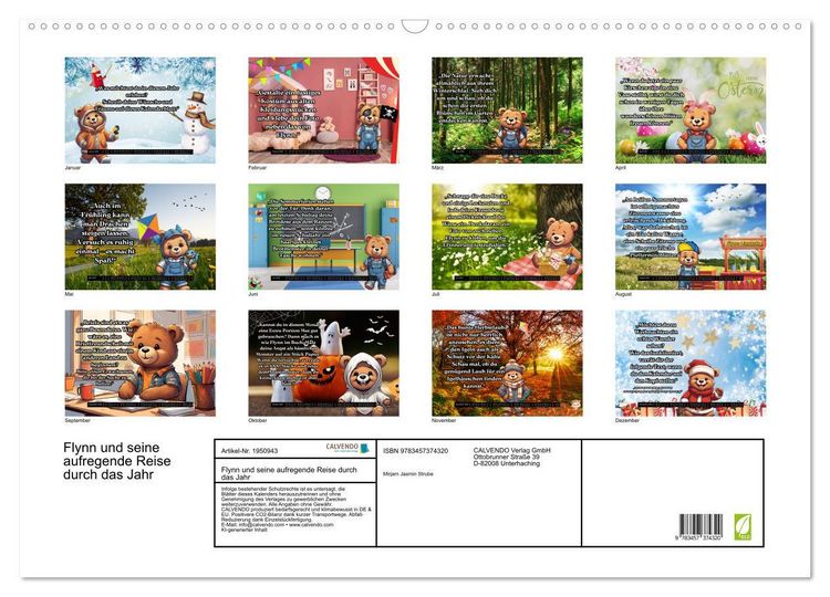 Produktbild: Flynn und seine aufregende Reise durch das Jahr (Wandkalender 2026 DIN A2 quer), CALVENDO Monatskalender