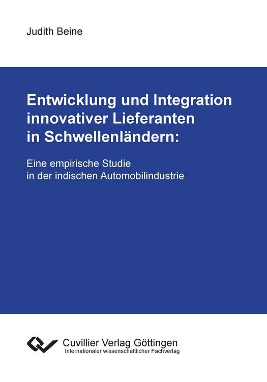 Produktbild: Entwicklung und Integration innovativer Lieferanten in Schwellenl&auml;ndern: