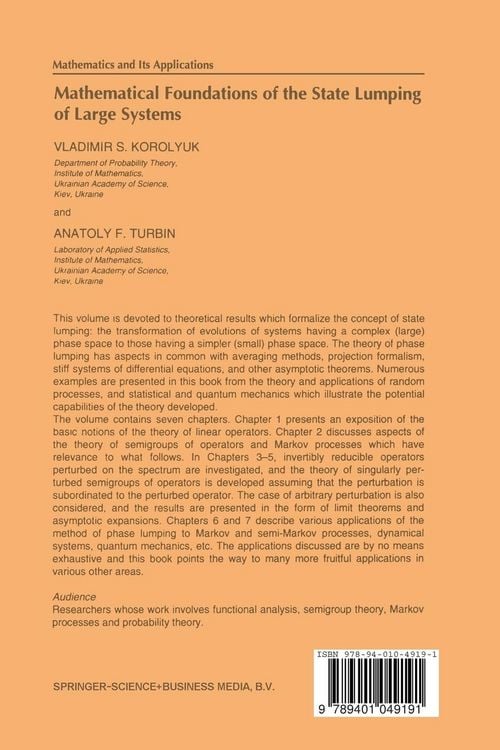 Produktbild: Mathematical Foundations of the State Lumping of Large Systems