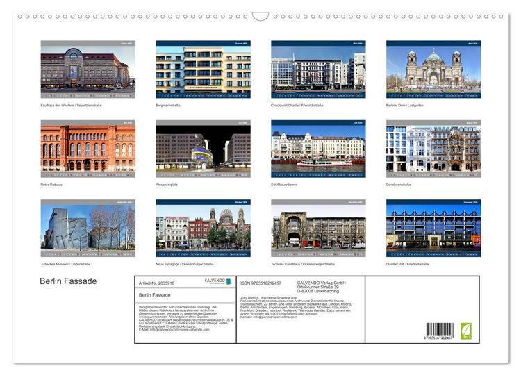 Produktbild: Berlin Fassade (Wandkalender 2026 DIN A2 quer), CALVENDO Monatskalender