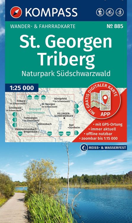 Produktbild: KOMPASS Wanderkarte 885 St. Georgen, Triberg, Naturpark S&uuml;dschwarzwald 1:25.000