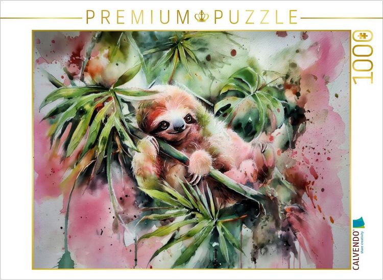 Produktbild: CALVENDO Puzzle Faultier im Sommer | 1000 Teile Lege-Gr&ouml;&szlig;e 64x48cm Foto-Puzzle f&uuml;r gl&uuml;ckliche Stunden