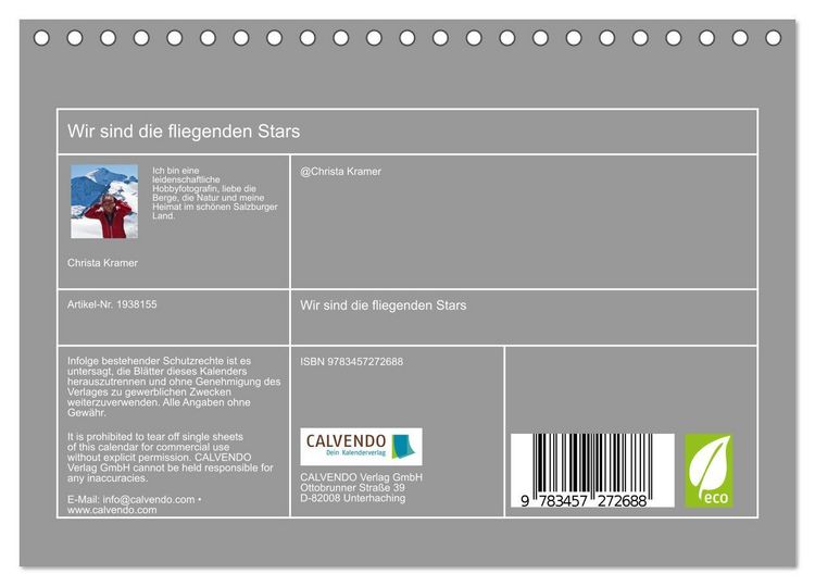 Produktbild: Wir sind die fliegenden Stars (Tischkalender 2026 DIN A5 quer), CALVENDO Monatskalender