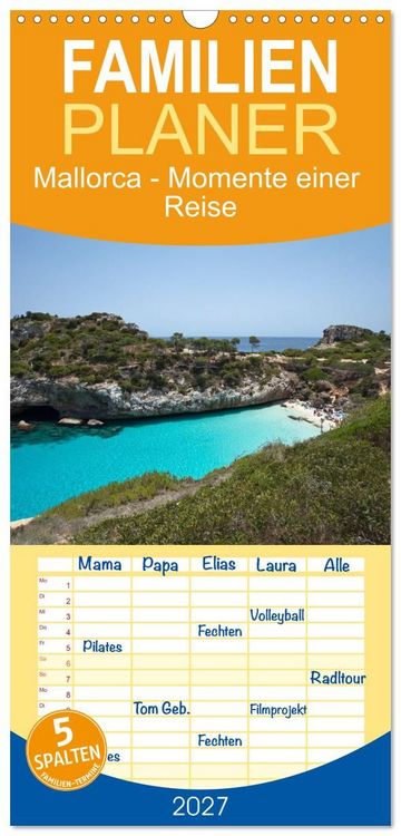 Produktbild: Familienplaner 2027 - Mallorca - Momente einer Reise mit 5 Spalten (Wandkalender, 21 x 45 cm) CALVENDO