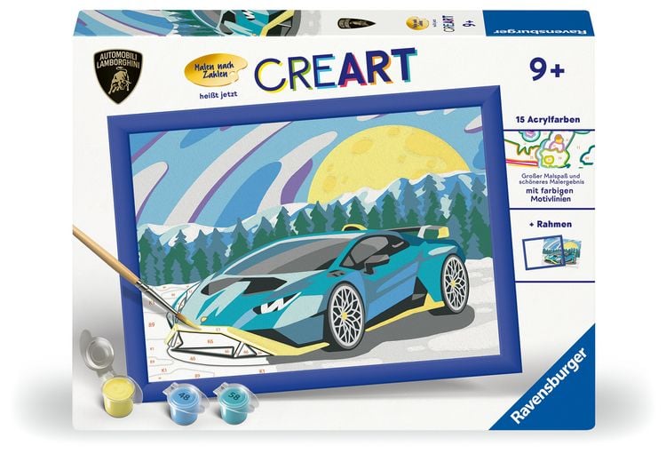 Produktbild: CreArt, Malen nach Zahlen Kinder - Blauer Lamborghini