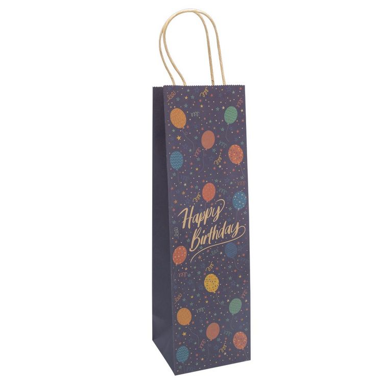 Produktbild: Idena Flaschentasche Happy Birthday Luftballon mehrfarbig 12x10x39cm