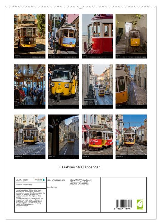 Produktbild: Lissabons Stra&szlig;enbahnen (hochwertiger Premium Wandkalender 2026 DIN A2 hoch), Kunstdruck in Hochglanz