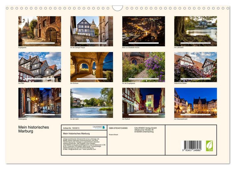 Mein historisches Marburg (Wandkalender 2026 DIN A3 quer), CALVENDO Monatskalender