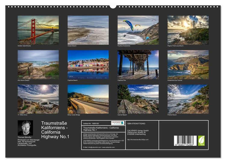 Produktbild: Traumstra&szlig;e Kaliforniens - California Highway No.1 (hochwertiger Premium Wandkalender 2026 DIN A2 quer), Kunstdruck in Hochglanz