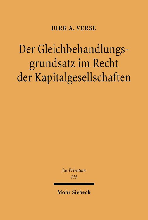 Produktbild: Der Gleichbehandlungsgrundsatz im Recht der Kapitalgesellschaften