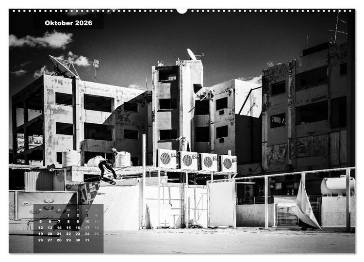 Produktbild: Skateboarden in Schwarz-Wei&szlig; (hochwertiger Premium Wandkalender 2026 DIN A2 quer), Kunstdruck in Hochglanz