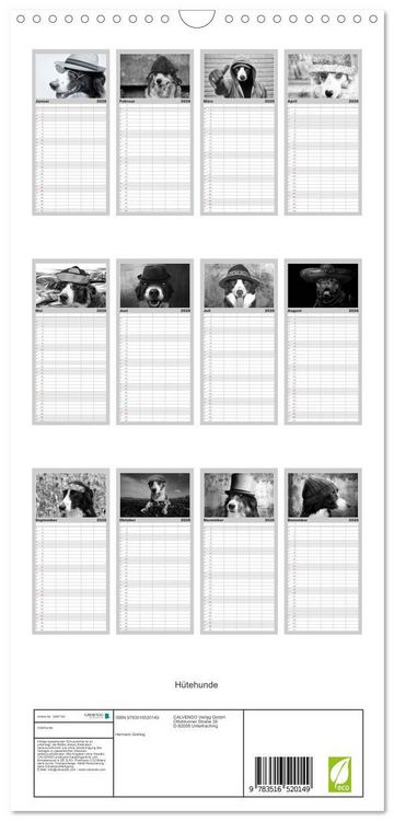 Produktbild: Familienplaner 2026 - H&uuml;tehunde mit 5 Spalten (Wandkalender, 21 x 45 cm) CALVENDO