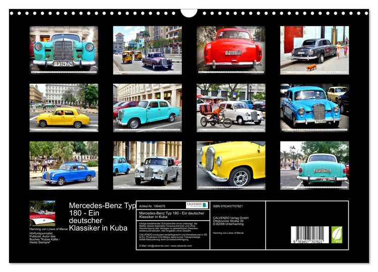 Produktbild: Mercedes-Benz Typ 180 - Ein deutscher Klassiker in Kuba (Wandkalender 2026 DIN A3 quer), CALVENDO Monatskalender