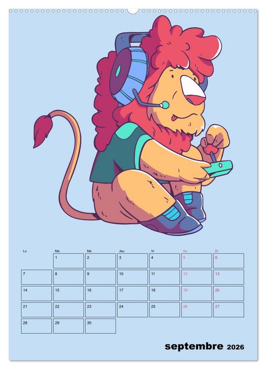 Produktbild: Animaux Gamers Amusants (Calendrier mural 2026 DIN A2 horizontal) calendrier de bureau