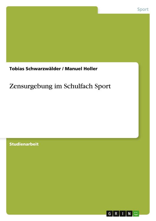 Produktbild: Zensurgebung im Schulfach Sport