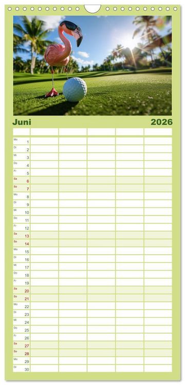 Produktbild: Familienplaner 2026 - Der tierisch lustige Golfkalender mit 5 Spalten (Wandkalender, 21 x 45 cm) CALVENDO