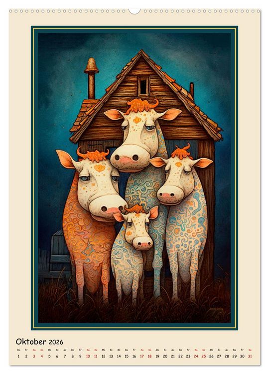Produktbild: Bauernhoftiere - Humorvolle Karikaturen (Wandkalender 2026 DIN A2 hoch), CALVENDO Monatskalender