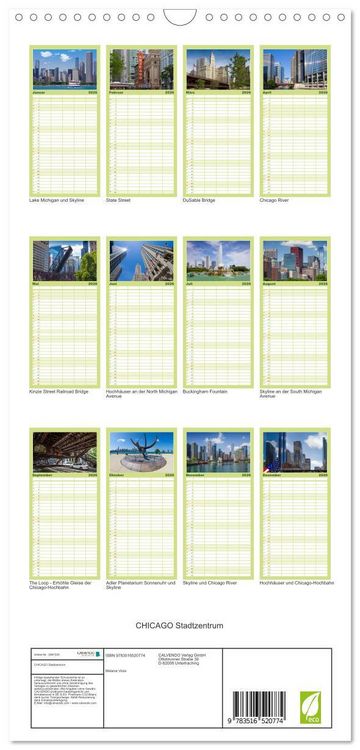 Produktbild: Familienplaner 2026 - CHICAGO Stadtzentrum mit 5 Spalten (Wandkalender, 21 x 45 cm) CALVENDO