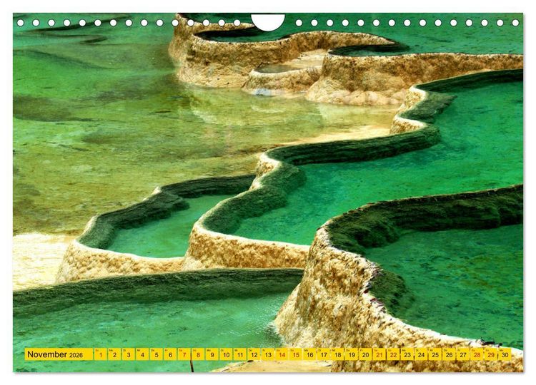 Produktbild: Die magischen Gew&auml;sser von Jiuzhaigou und Huanglong (Wandkalender 2026 DIN A4 quer), CALVENDO Monatskalender