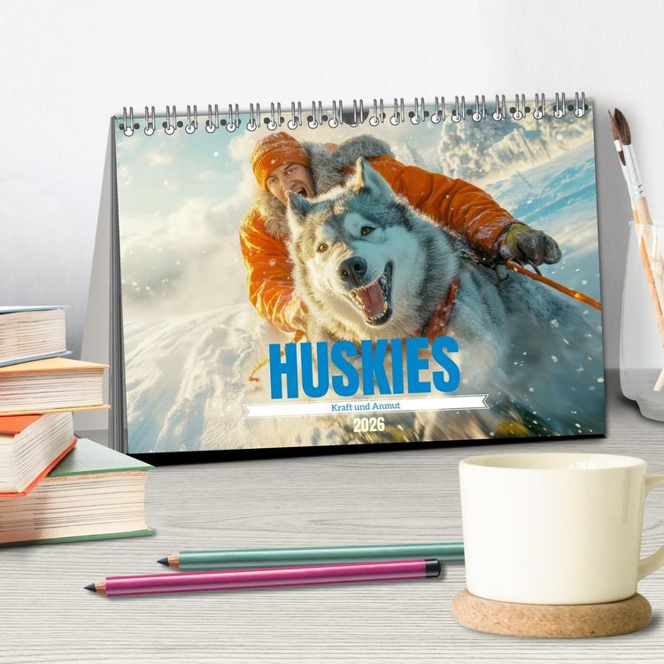 Produktbild: Huskies - Kraft und Anmut (Tischkalender 2026 DIN A5 quer), CALVENDO Monatskalender