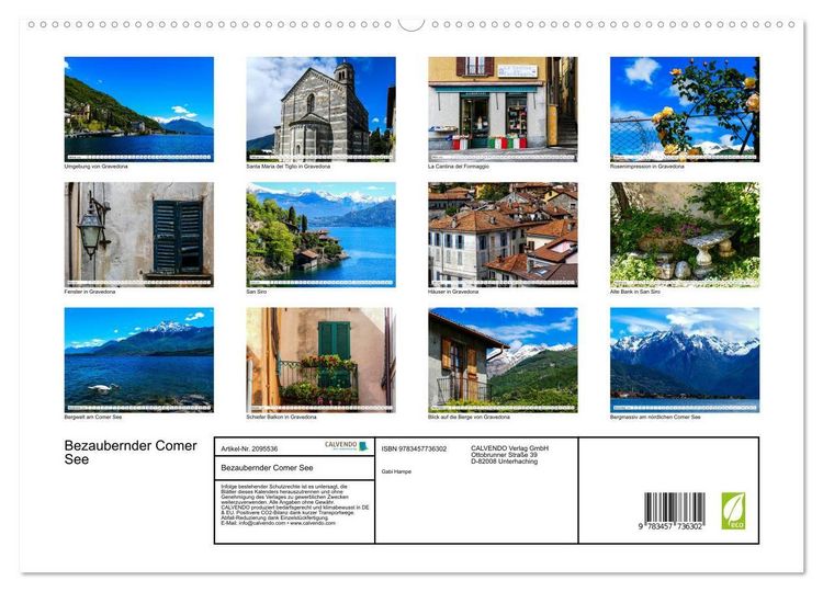 Produktbild: Bezaubernder Comer See (hochwertiger Premium Wandkalender 2026 DIN A2 quer), Kunstdruck in Hochglanz