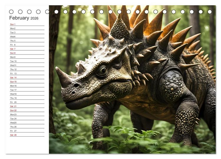 Produktbild: AI Dino Delights Mesmerizing Views of Prehistoric Life (Desk Calendar 2026 DIN A5 landscape), CALVENDO 12 Month DeskCalendar