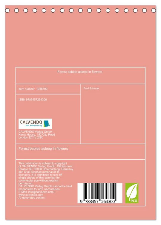 Produktbild: Forest babies asleep in flowers (Desk Calendar 2026 DIN A5 portrait), CALVENDO 12 Month DeskCalendar