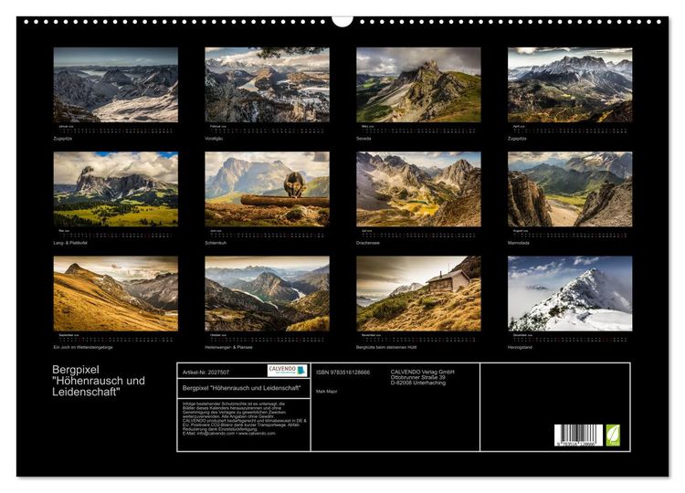 Produktbild: Bergpixel "H&ouml;henrausch und Leidenschaft" (Wandkalender 2026 DIN A2 quer), CALVENDO Monatskalender
