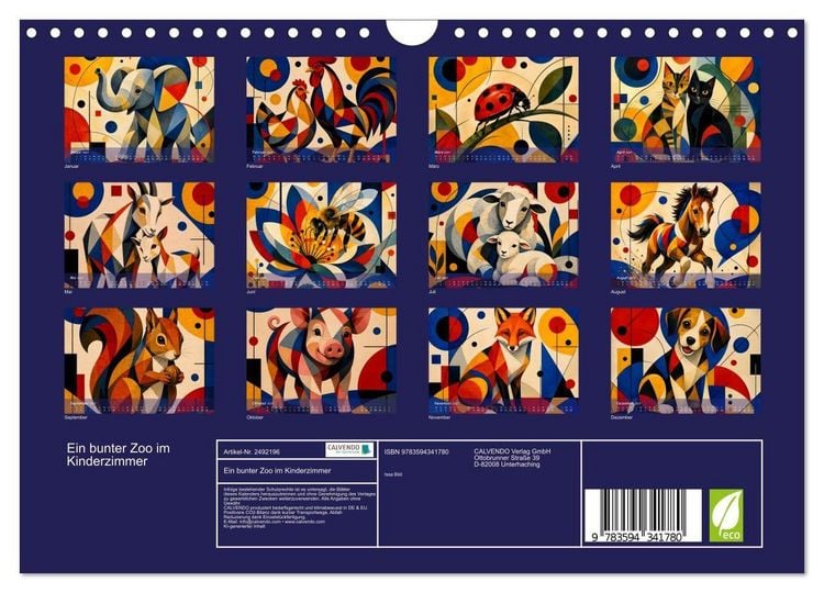 Produktbild: Ein bunter Zoo im Kinderzimmer (Wandkalender 2027 DIN A4 quer), CALVENDO Monatskalender